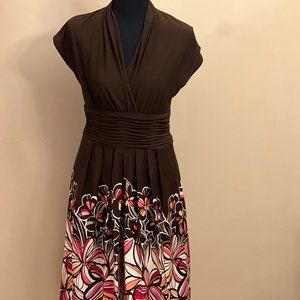 Sangria Womens Dress Brown Knee length Floral Print Sleeveless Size 10